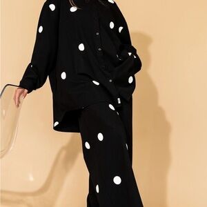 Dressed In Lala - Cause a Scene Shirt Jacket in Polka Dot - L/XL